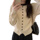 Women Knitwear Autumn and Winter Single-Breasted round Neck Sweater Sweater