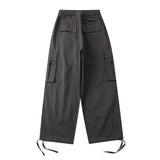 Men Sweatpants Multi-Pocket Cargo Pants Men's Baggy Straight Trousers Casual Drawstring Jogger Pants