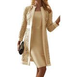 Women Trench Coat Lace Cardigan Dress and Coat