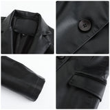 Red Leather Jacket Long-Sleeved Coat Women's Single Button Casual Solid Color Leather Coat