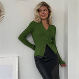 Ladies Leisure Knitwear V-neck Long-Sleeve Knitwear