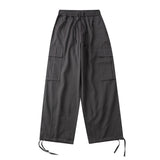 Men Sweatpants Multi-Pocket Cargo Pants Men's Baggy Straight Trousers Casual Drawstring Jogger Pants