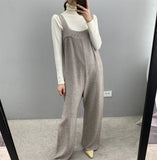 Women Knitted Skirt Spring and Autumn Suspender Pants Casual One-Piece Wide-Leg Pants