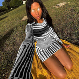 Women Dresses Spring Striped Short Style Dress