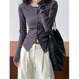 Women T Shirt Autumn Long Sleeved Fitted T-shirt Women's round Neck Bottoming Shirt