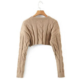Women Sweater Knitwear Short Knitwear Women Fall/Winter Slim round Neck Twist Knitted Pullover Sweater
