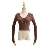 Women Sweater Knitwear Autumn Knitted Cardigan Female Short V-neck Slim Fit Coat Sweater