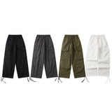 Men Sweatpants Multi-Pocket Cargo Pants Men's Baggy Straight Trousers Casual Drawstring Jogger Pants