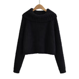 Women Sweater Knitwear Turtleneck Sweater Women's Autumn Striped Short Style Knitwear Women's Coat