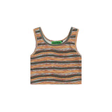 Women Vest Summer Vintage Contrast Color Striped Vest