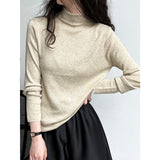 Women T Shirt Autumn and Winter Stand Collar Pullover Knitwear