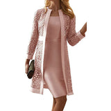 Women Trench Coat Lace Cardigan Dress and Coat