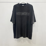 Vetements T Shirts VTM Werther Cute Cement Gray Letter OS Loose Short Sleeve T-shirt