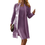 Women Trench Coat Lace Cardigan Dress and Coat