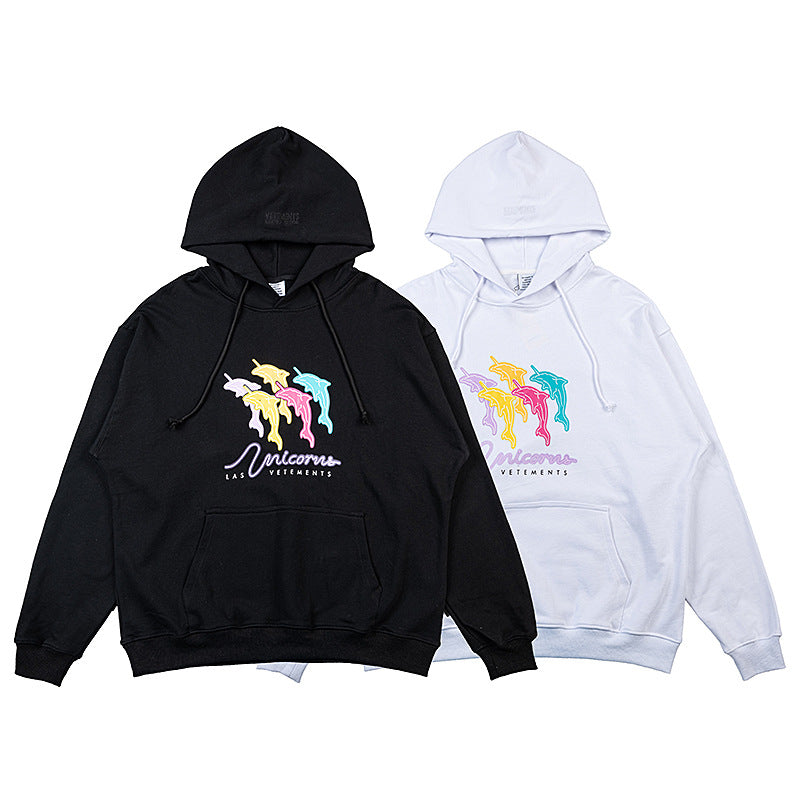 Vetements Hoodie VTM Color Dolphin Letter Printed Hoodie