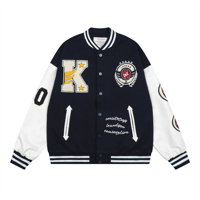 Men Jacket Coat Baseball Uniform Men's Loose Letter Splicing Jacket Motorcycle Clothing