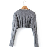 Women Sweater Knitwear Short Knitwear Women Fall/Winter Slim round Neck Twist Knitted Pullover Sweater