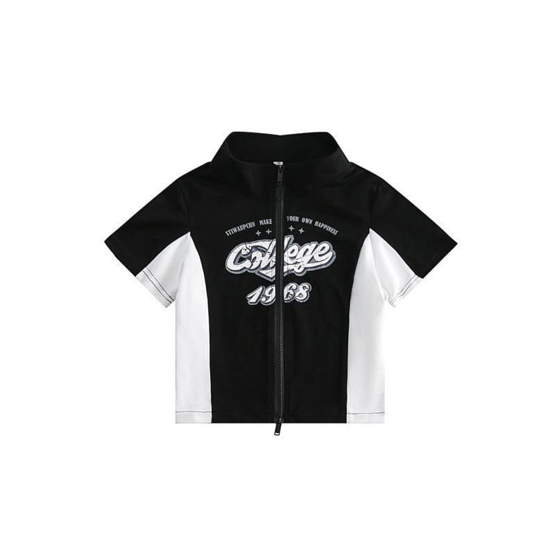 Unisex Jacket Retro Biker's Style Short Stand Collar Coat