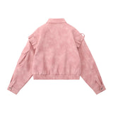 Women Jacket Pu Leather Coat Loose Zip Pocket Motorcycle Jacket