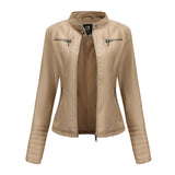 Red Leather Jacket Motorcycle Clothing Leather Coat Short Women's Jacket