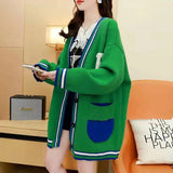Women Knitwear Autumn and Winter V-neck Sweater Loose Sweater Coat