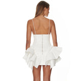 Harlem Night Attire V-neck Brace Ruffled Sexy Backless Party Mini Hip Bag Dress