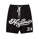 Men Shorts Hip Hop Letters Contrast Color Knitted Sports Shorts