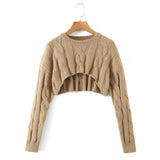 Women Sweater Knitwear Short Knitwear Women Fall/Winter Slim round Neck Twist Knitted Pullover Sweater
