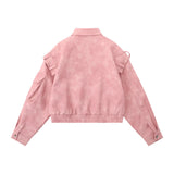 Women Jacket Pu Leather Coat Loose Zip Pocket Motorcycle Jacket