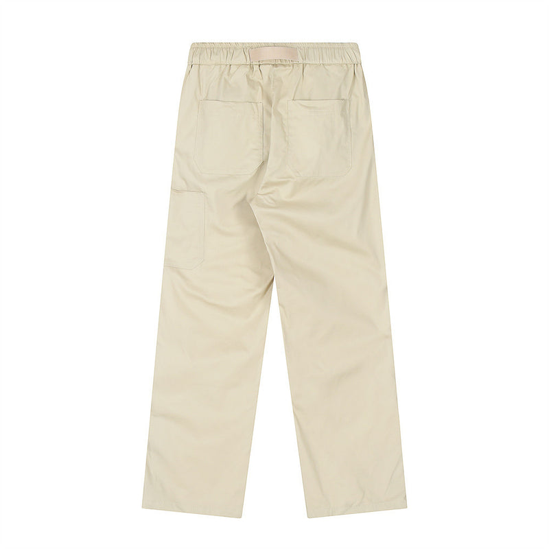 Men Sweatpants Cargo Pants Men's Casual Sweatpants Loose Solid Color Zipper Slit Straight-Leg Trousers