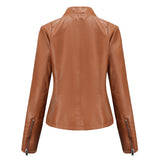 Red Leather Jacket Motorcycle Clothing Leather Coat Short Women's Jacket