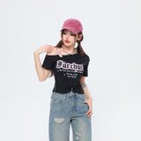 Women Vest Retro Short Sling Top Y2g Slim-Fit Short-Sleeved T-shirt