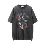 Men Vintage T-shirt Peace Dove Flame Print Short Sleeve T-shirt