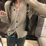 Women Knitwear Autumn and Winter Tassel V-neck Sweater Slim-Fit Knitted Cardigan