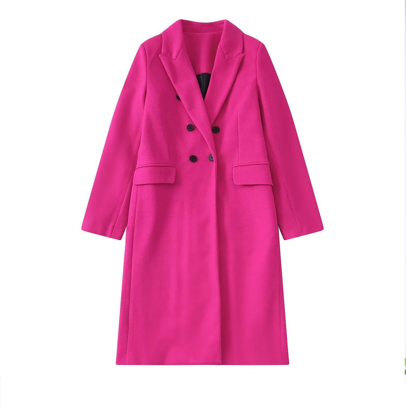 Women Suits Autumn and Winter Leisure Double Breasted Woolen Coat Long Blazer