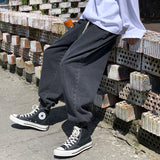 Men Jeans Fleece Addition Denim Trousers Men's Spring and Autumn Loose Wide-Leg Pants