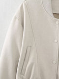 Women Jacket Flight Jacket Baseball Uniform Coat Autumn Loose Casual Jacket