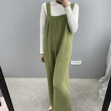 Women Knitted Skirt Spring and Autumn Suspender Pants Casual One-Piece Wide-Leg Pants