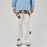 Men Jeans Leopard Print Letter XINGX Embroidery Casual Working Pants