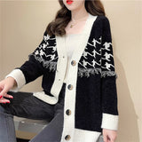 Women Knitwear Autumn and Winter Tassel Sweater Coat Loose Knitted Cardigan