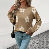 Women Knitted Sweater Autumn and Winter Long Sleeve Brocade Sweater