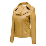 Red Leather Jacket Lapel Casual Women's Leather Jacket