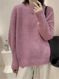 Women Knitted Pullover round Neck Pullover Sweater Loose Sweater