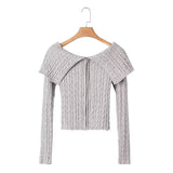 Women Sweater Knitwear Fall Slim Fit Double Zipper Sweater