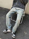 Men Jeans Vintage 1977 Embroidered Jeans Men Slim-Fitting Straight Pants