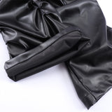 Men Sweatpants Dark Punk Glossy Pleated PU Leather Pants