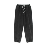 Men Sweatpants Washed and Worn Long Sports Pants Loose-Fit Tappered Trousers Minimalism Casual Pants