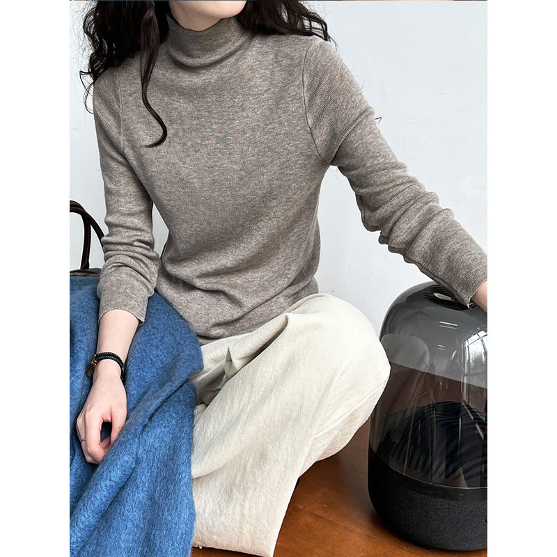 Women T Shirt Autumn and Winter Stand Collar Pullover Knitwear