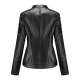 Red Leather Jacket PU Leather Short Coat Stand Collar Jacket