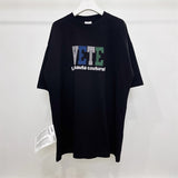 Vetements T Shirts VTM Werther Cute Cement Gray Letter OS Loose Short Sleeve T-shirt